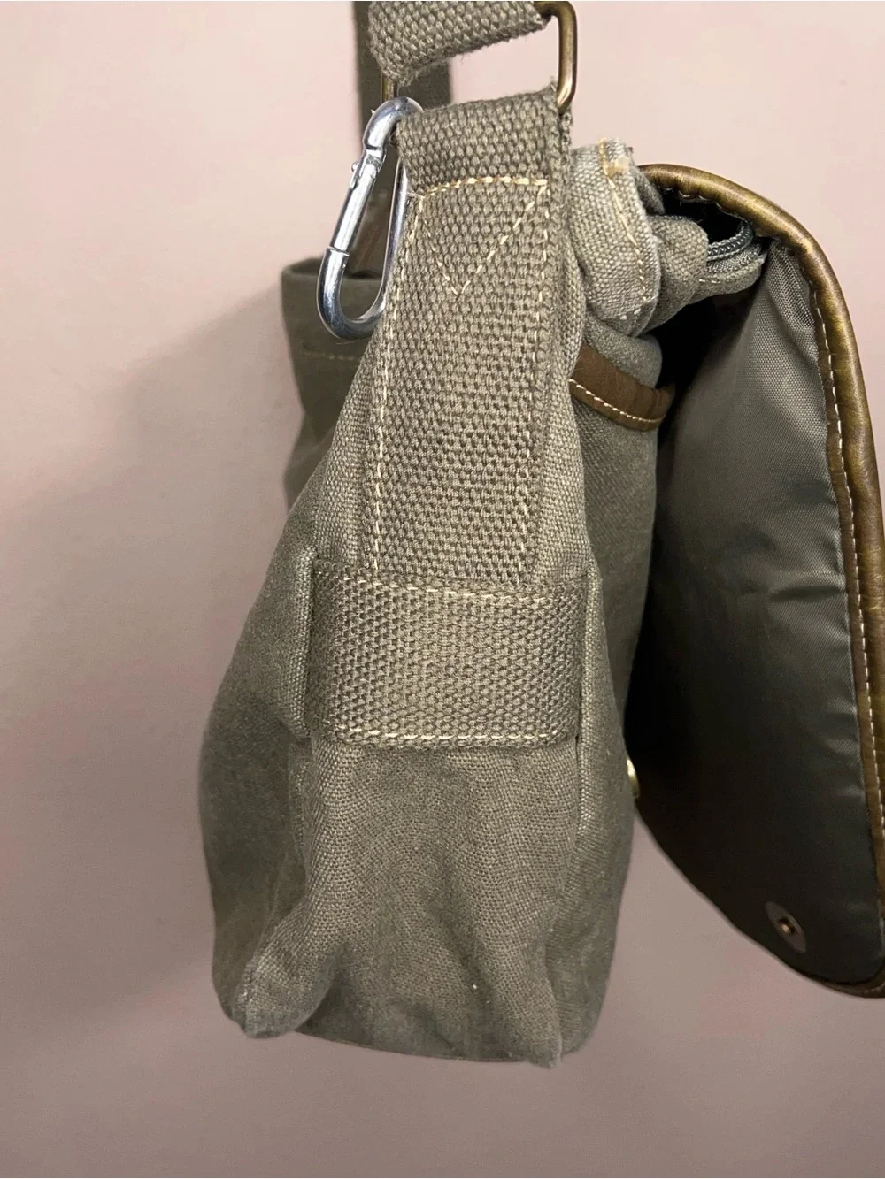 Olive Green Canvas Bag Prairie Schooner Unisex Crossbody Messenger Bag